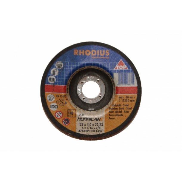 Rhodius Hurricane skrubskive G.40 125 x 4,0, 25 stk.